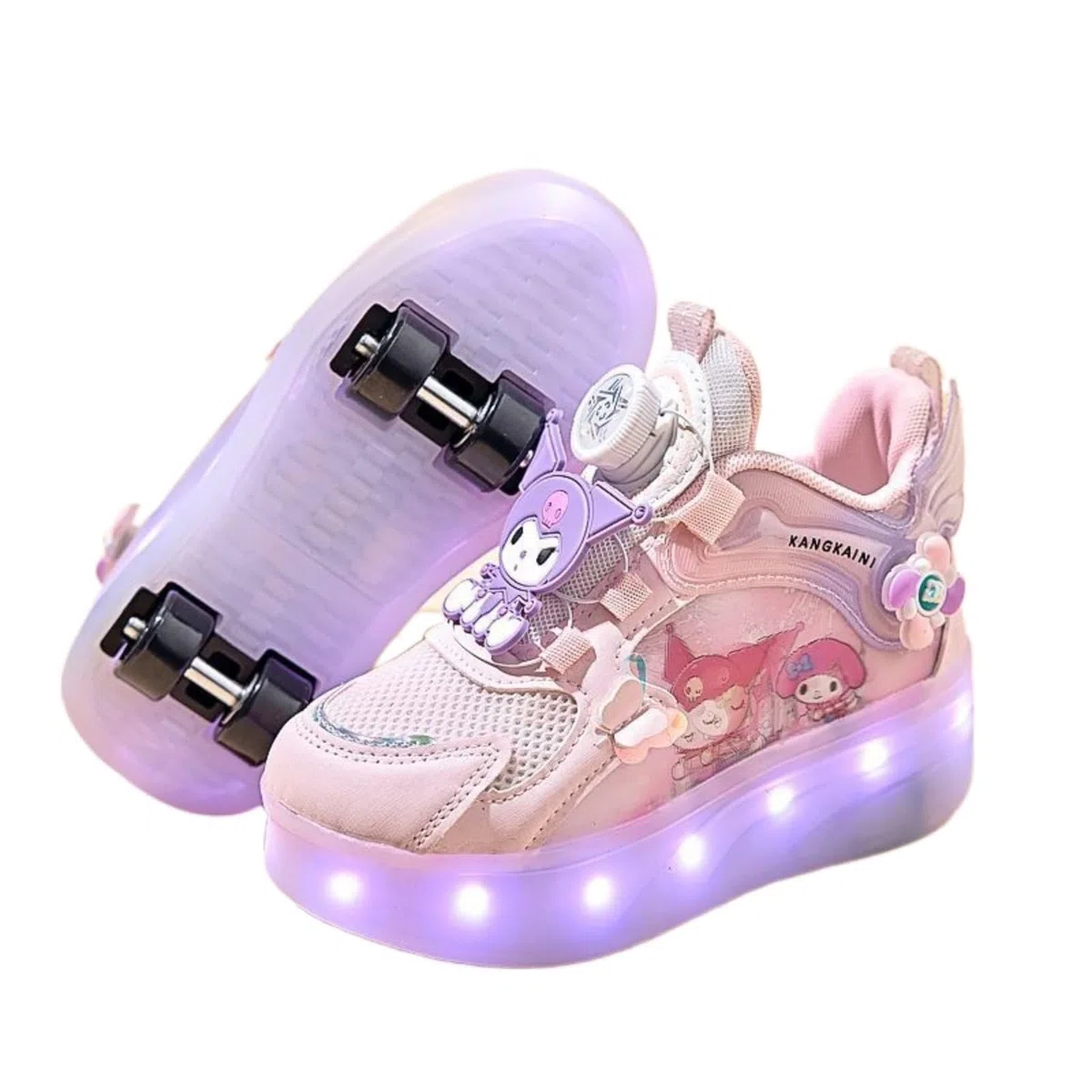 Patines de Caricatura Lindos para Niños LED Ajustables con Cuatro Ruedas Zapatos de Patinaje para Niñas Zapatos Deportivos con Luces