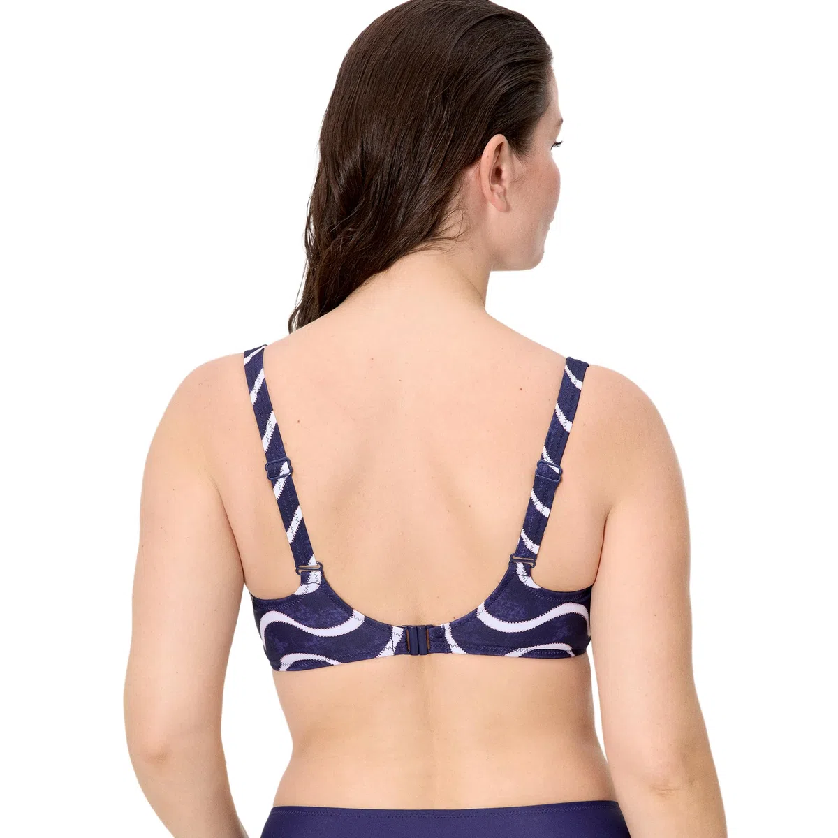 YSABEL MORA. Top Bikini Reductor Estampado Ondas Marino Copa F. con Aro Y Sin Relleno. Tirantes Anchos Y Espalda Anatómica para Mayor Sujeción Y Comodidad. Colección Wave.