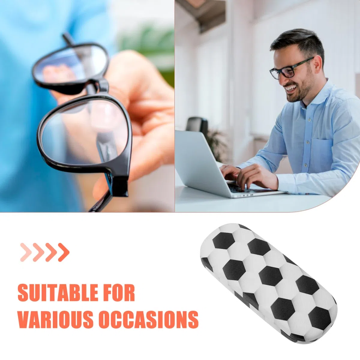 FOMIYES Funda rígida para gafas para niños con divertido patrón de baloncesto protector de almacenamiento de gafas con paño de limpieza para niños