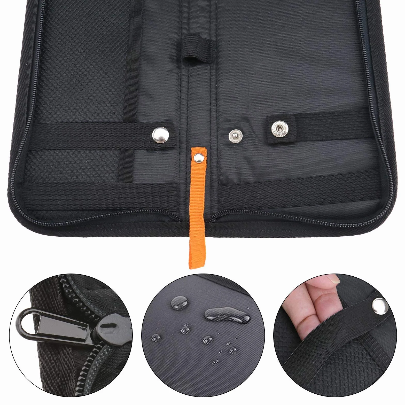 Gemelos portátiles y elegantes de nailon negro para hombre, organizador de viaje de negocios, bolsa de almacenamiento, 16 x 5 x 0.8 pulgadas
