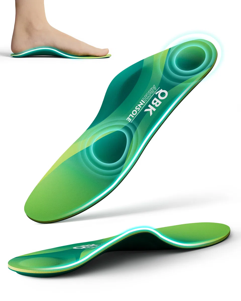 Plantillas ortopédicas QBK, plantillas de soporte de arco para tendinitis de Aquiles, soporte de arco para fascitis Plantar, pie plano, sobrepronación S