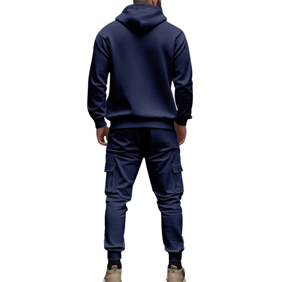 Conjunto de sudadera para hombre para otoño e invierno, pantalones largos pesados con forro polar, casual, holgado, a la moda, sudadera con capucha de gran tamaño, ropa de calle, uso diario