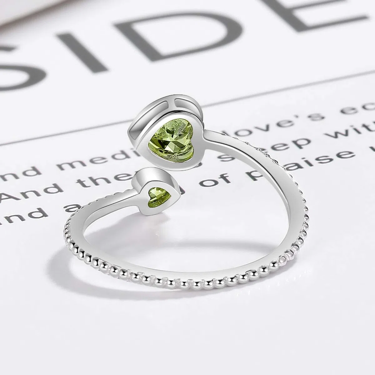 Step Forward Anillos de plata de ley 925 con piedra natal para mujeres y niñas, piedras de corazón abierto ajustables, banda de mes de constelación, joyería de regalo de cumpleaños de San