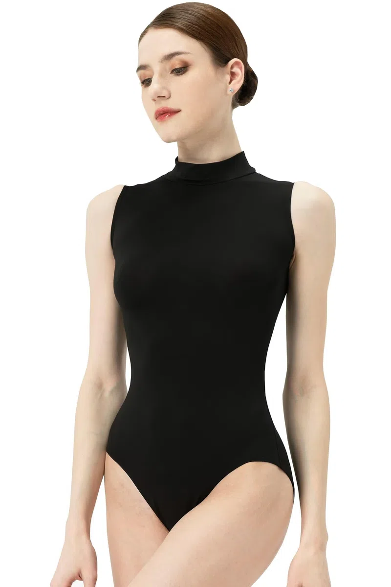 Maillot Ballet Adulto, Mujer Sin Mangas Cuello Alto Maillot Danza con Chasquido