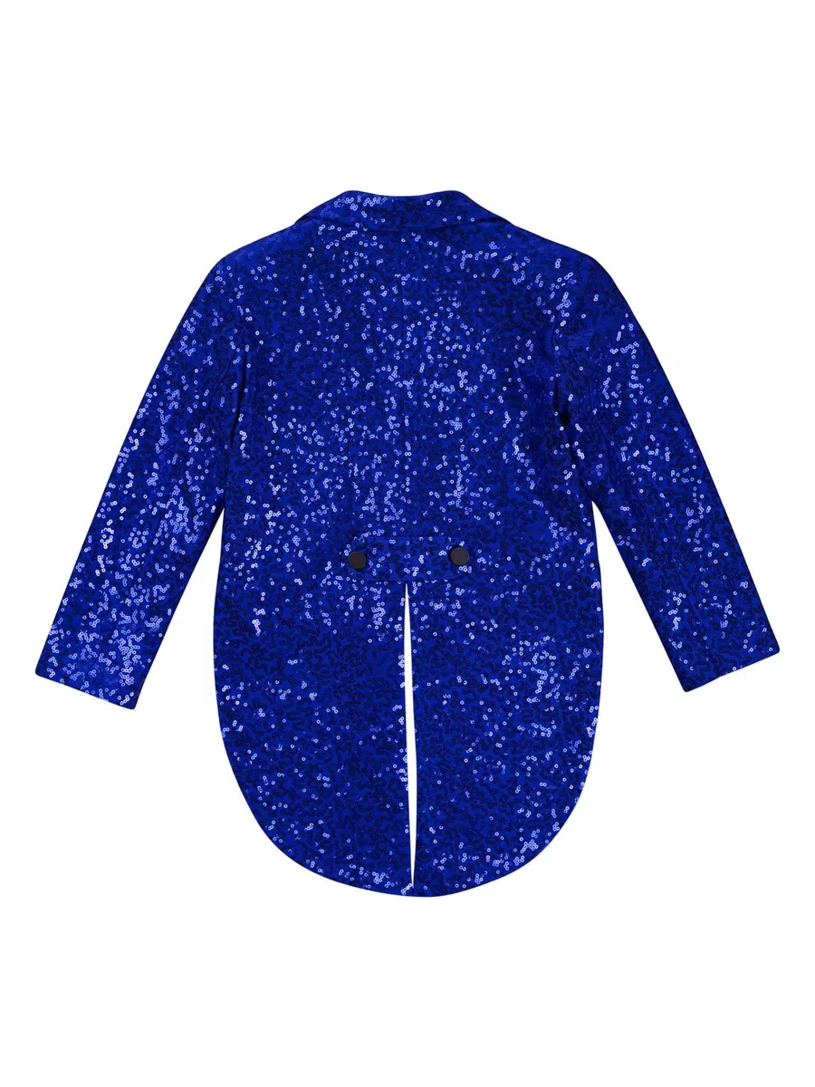 IEFIEL Esmoquin de Lentejuelas para Niño Chaqueta de Fiesta Vestir Formal de Boda Cóctel Chaqueta de Mago Disfraz de Fiesta Carnaval 5-16 Años Azul 11-12 años