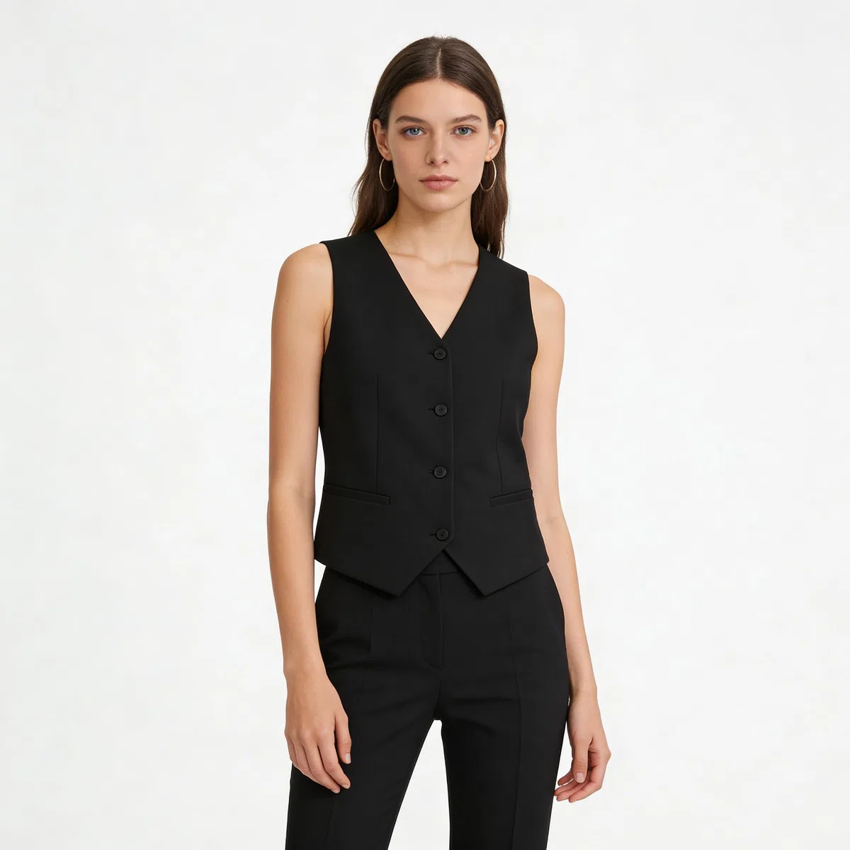 Chaleco Blazer Sin Mangas Mujer Chalecos Traje Cortos Mujer Chalecos Blazer Sin Mangas Cuello V Tirantes Ajustables Espalda Chaqueta Informal Primavera Verano Trabajar Camiseta Elegante.