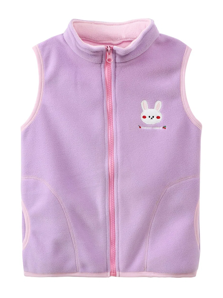 Chaleco de Forro Polar para Bebé Niño Pequeños Niño Niña Chaleco Polar con Cremallera y Cuello Alto Chaqueta Sin Mangas Patrón de Dibujos Animados Talla del Fabricante 80/86/92/98/104/110/116/122/134