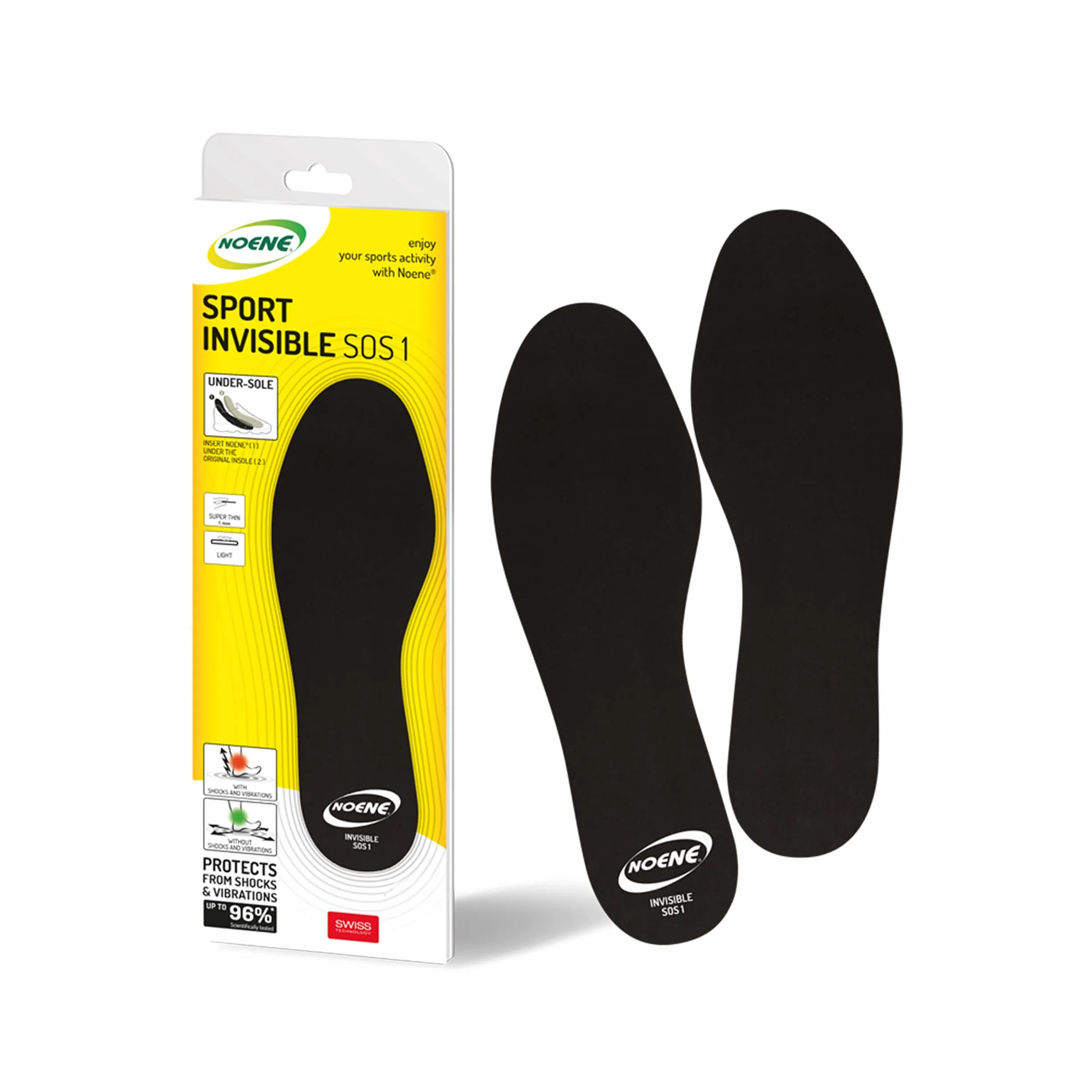 Noene SOS1 - Plantillas invisibles, plantillas a prueba de golpes para zapatos deportivos perfectas para el deporte y para la vida cotidiana, ideales para hombres y mujeres h: 1 mm - 43/50