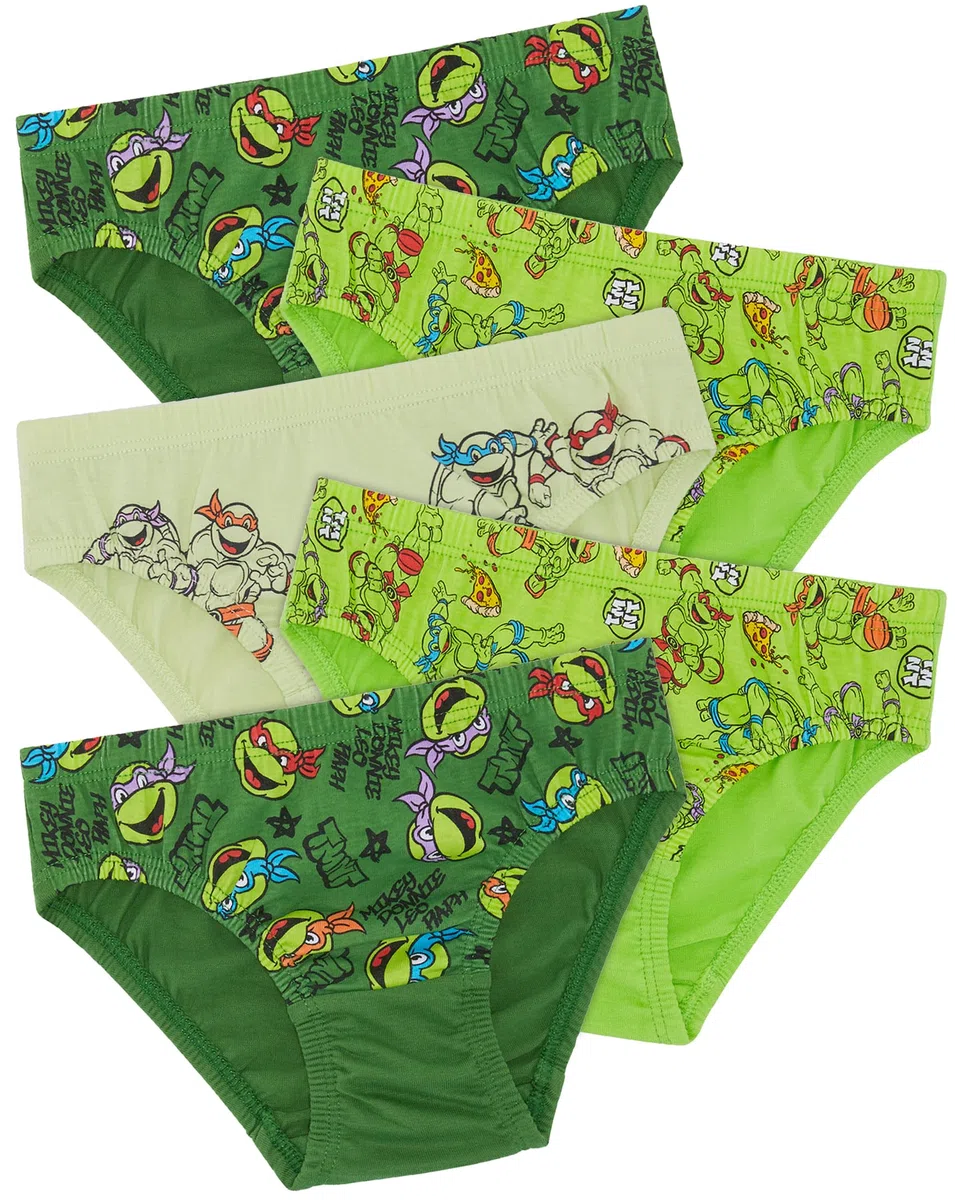 TEENAGE MUTANT NINJA Las Tortugas Ninja Turtles - Paquete de Cinco Calzoncillos TMNT 100% algodón