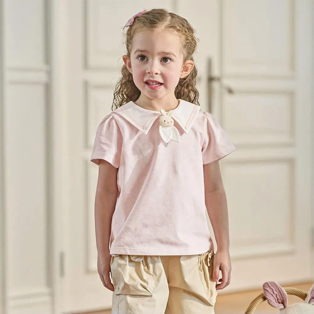 CYBHSM - Camisetas de verano con estampado de dibujos animados para niñas, camisetas de algodón de manga corta para niños, ropa casual al aire libre