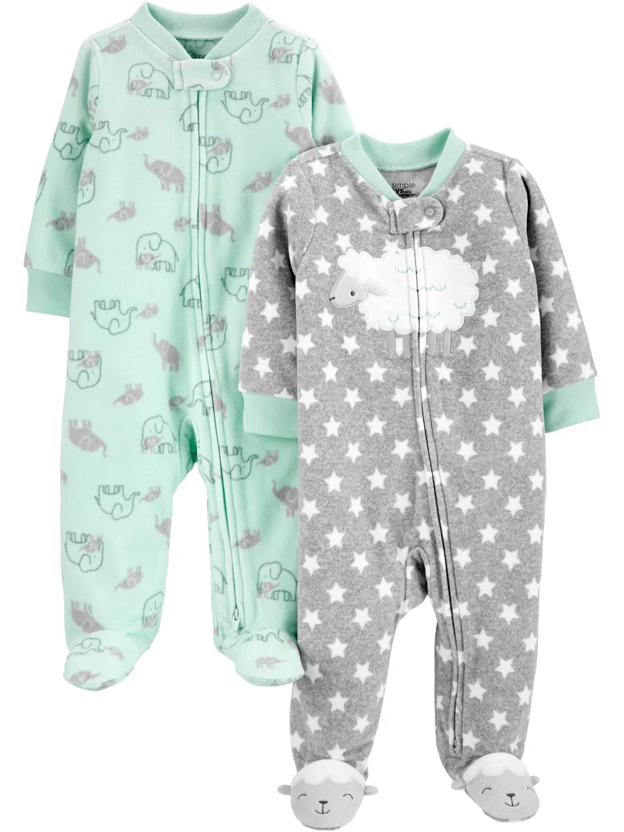 Simple Joys by Carter's 2-Pack 2-Way Zip Textured Sleep and Play Durmientes Unisex bebé (Pack de 2)