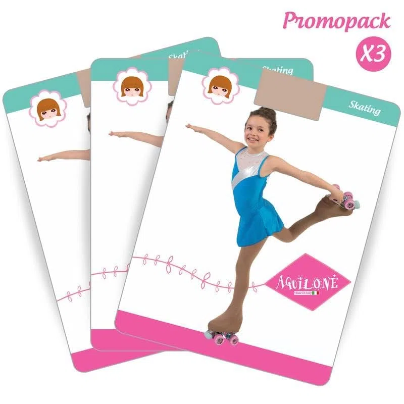 AQUILONE Medias Skating 100 Denier, Mallas Niñas Gimnasia Artística Patinaje, Calcetines Deportivos Microfibra 3D - Made in Italy