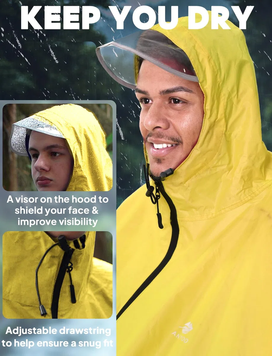 ANYOO Capas de Ciclismo Impermeables Portátiles Ligeras Poncho de Lluvia Bicicleta Compacta Unisex Reutilizable para Mochileros de Camping al Aire Libre