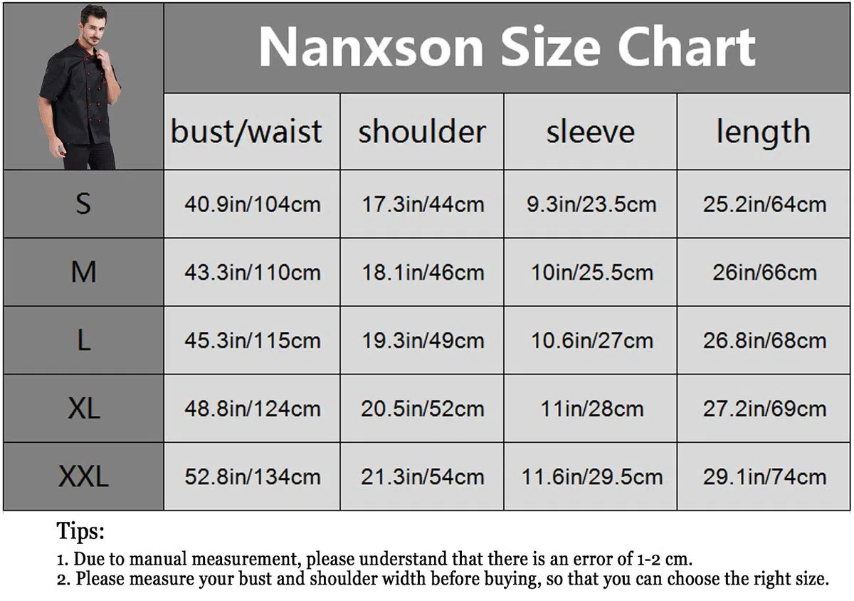 Nanxson Chaqueta de cocinero unisex para mujer, con botones de bola, transpirable, manga corta, cuello alto, ropa de cocina CFM0048