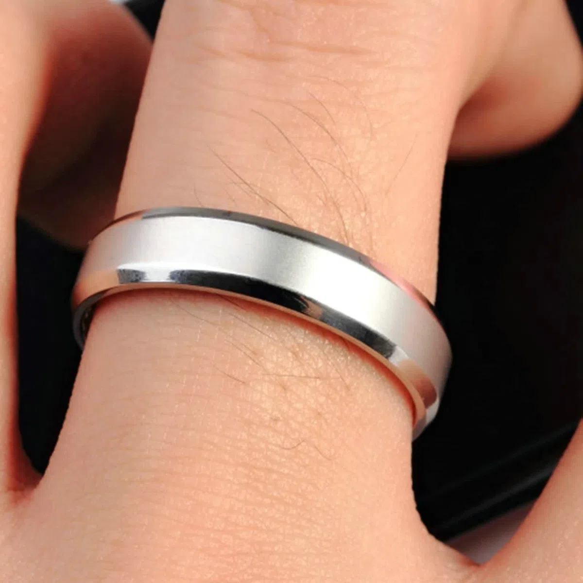 Anillo Pareja,Anillo Personalizado Grabado Anillos Acero Inoxidable Pareja Plata con Redondo Mate Anillos Parejas