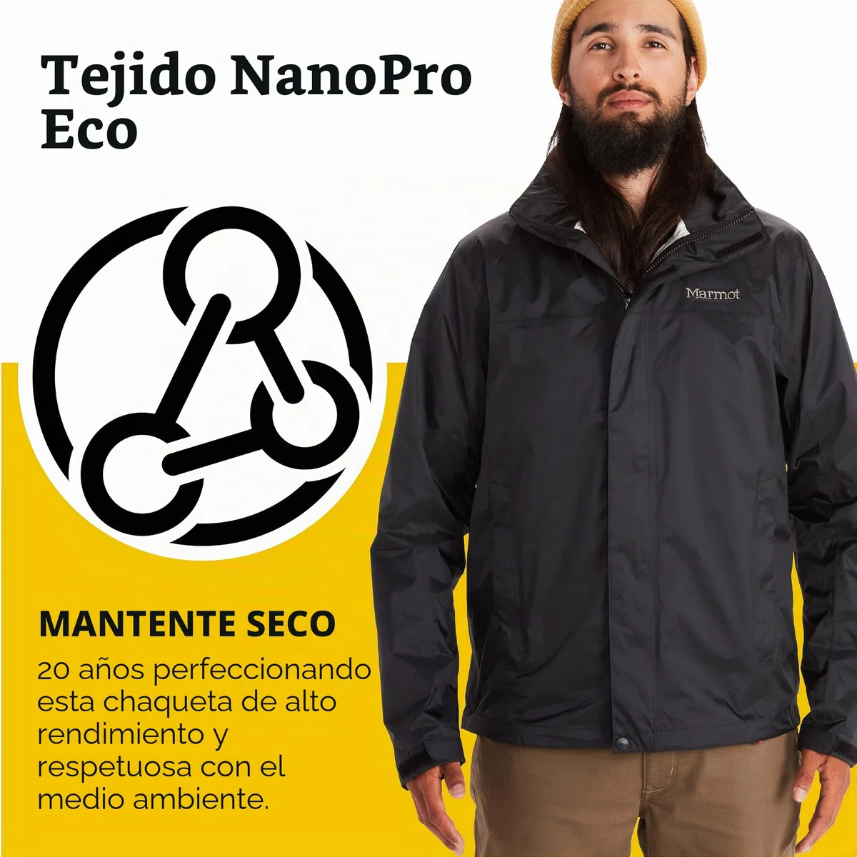 Marmot Chaqueta PreCip Eco para hombre, impermeable, impermeable, impermeable, impermeable, impermeable, transpirable, plegable, cortavientos, ideal para ciclismo y senderismo, Moon River
