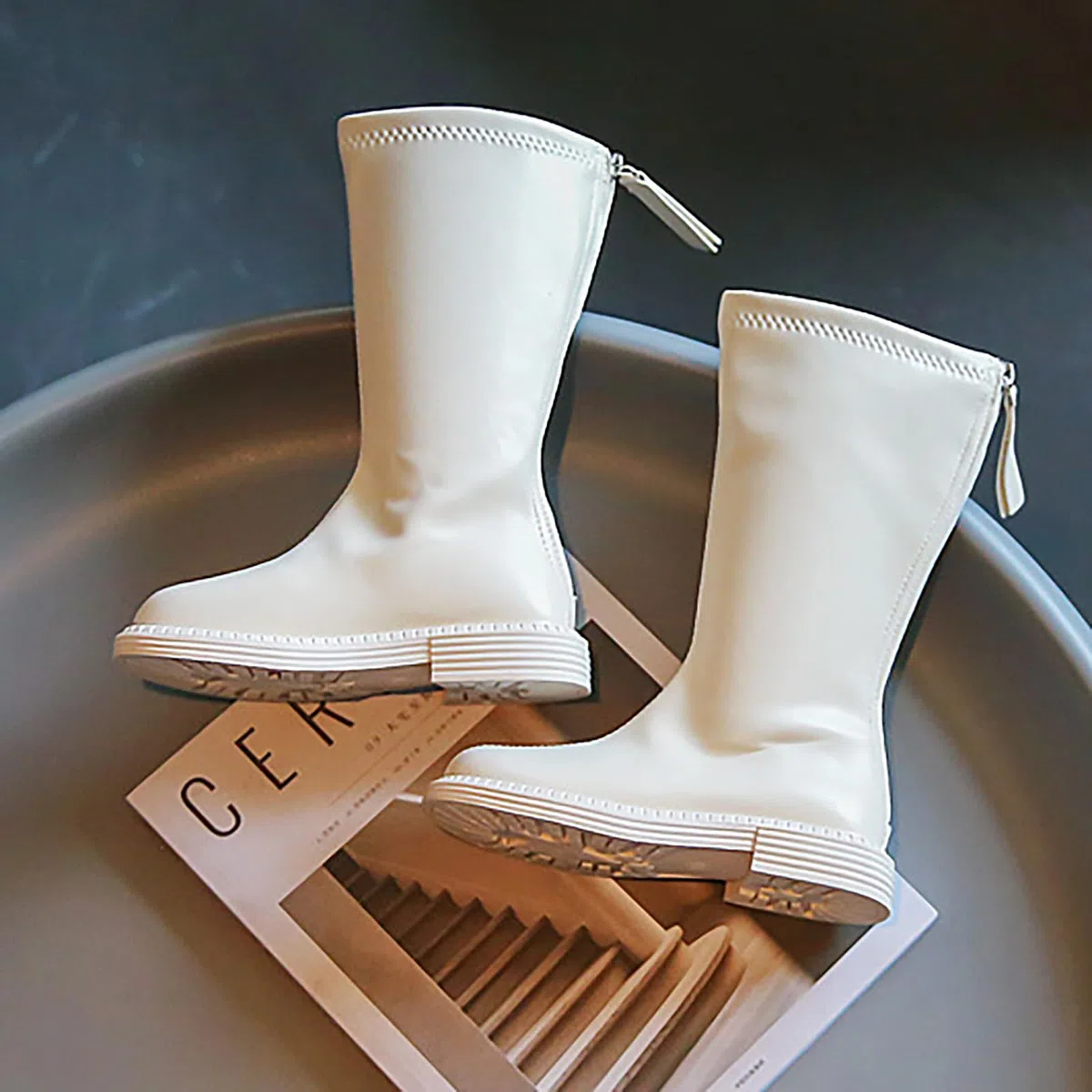 Botas De Equitación Para Niñas (26-36), Transpirables/sin Frotar Los Pies, Cremallera Trasera/hasta La Rodilla, Suela Antideslizante/de Goma, Punta Redonda, Para Otoño,30,Brown
