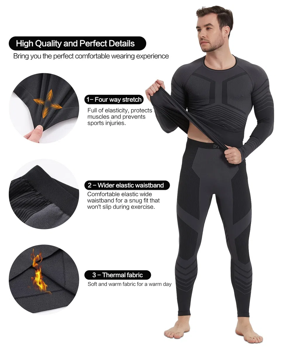 MEETWEE Ropa Interior Térmica para Hombres Traje térmico Funcional para Hombres Deportes al Aire Libre en otoño e Invierno Carrera Ropa Interior Térmica de Secado Rápido para Hombres de Esquí
