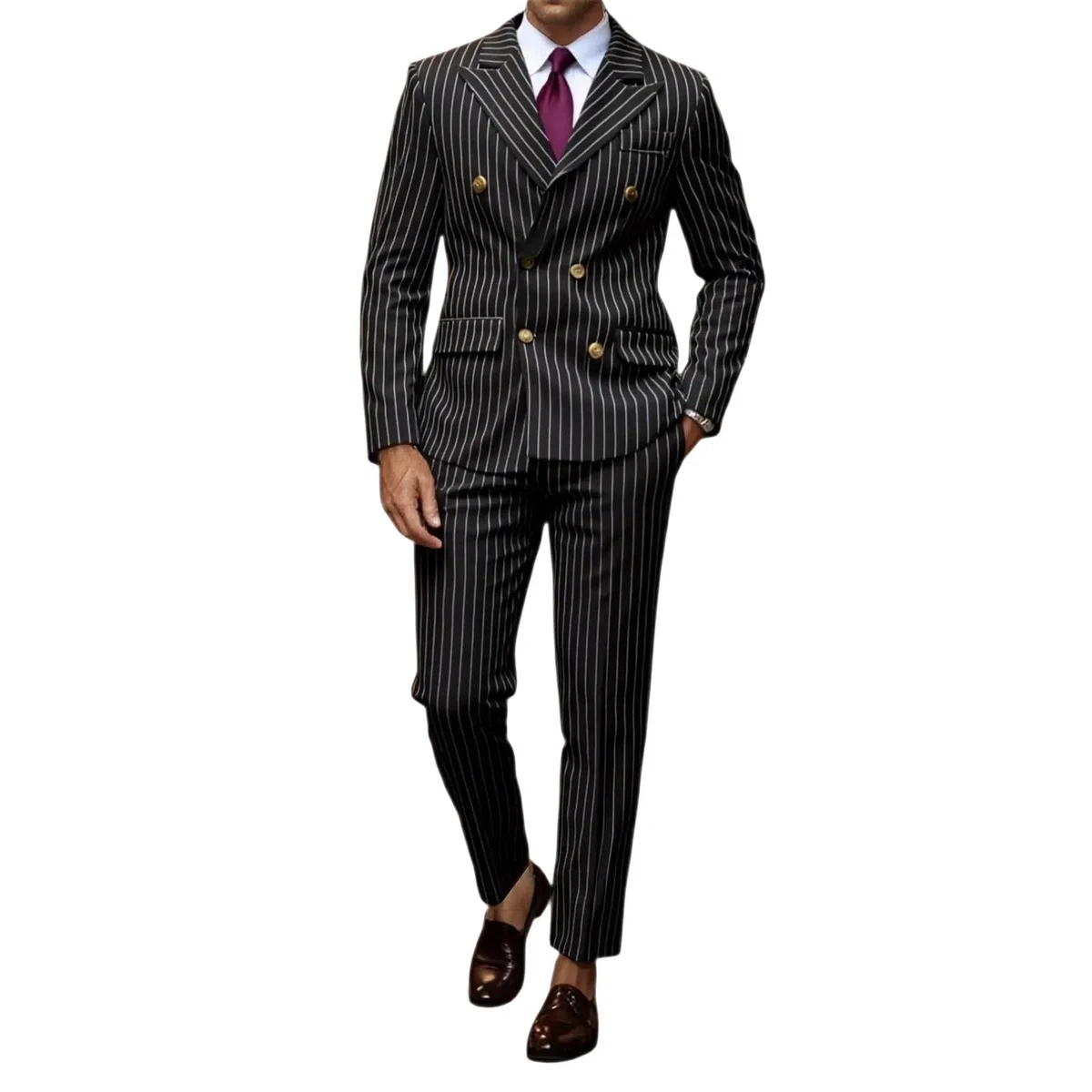 Generisch Traje para hombre de 2 piezas, traje de Sakko a rayas, traje de hombre, corte ajustado, trajes elásticos para bodas, regulares, chaqueta moderna para negocios, ropa deportiva para novios