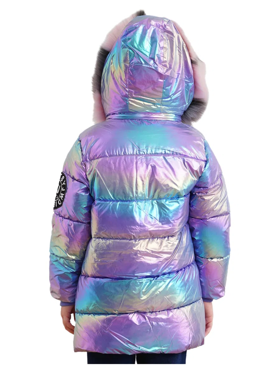 Freebily Chaqueta Acolchada con Capucha Metalizada Niña Abrigo Casual Cálida Brillante Abrigo Manga Larga con Cremallera Ropa Otoño Invierno