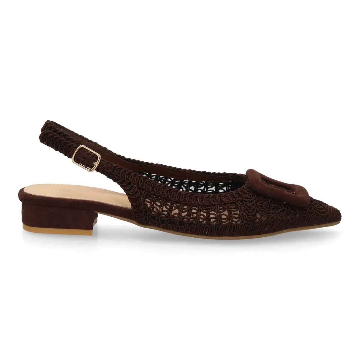 shoes&blues.es Zapato Destalonado de Mujer con Tacon bajo, Diseno de Tejido aporta frescura y un Estilo Artesanal. Calzado Comodo, Ligero y Acolchado. Ideal para Primavera Verano.