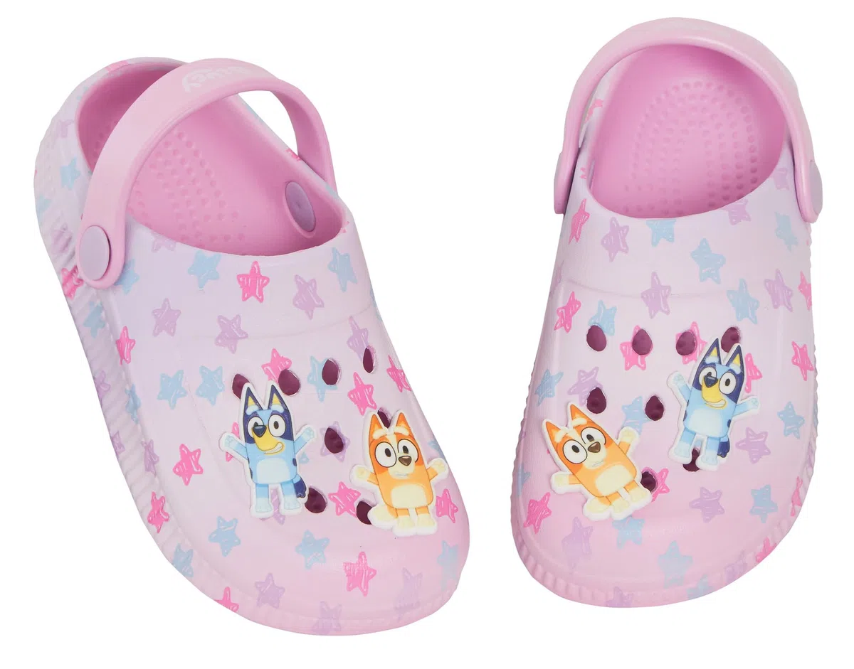 Bluey Zuecos Azules Rosados ​​para niños con dijes Sandalias para niñas Sandalias para Interior y Exterior con Tiras en el Tobillo Zapatos de Playa