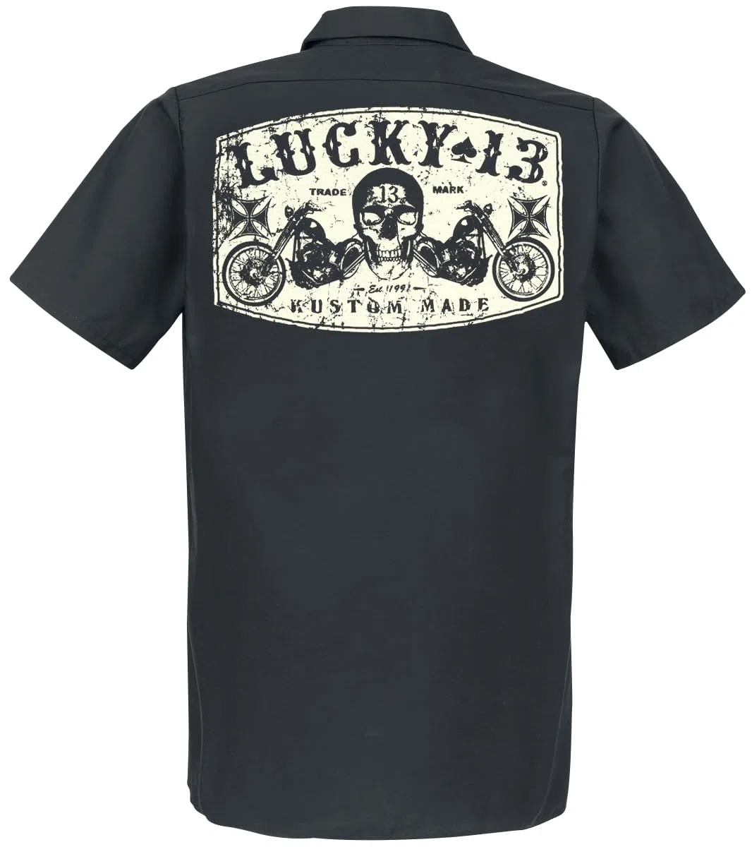 Lucky 13 Dual Chopper Hombre Camisa Manga Corta Negro 65% poliéster, 35% algodón Regular