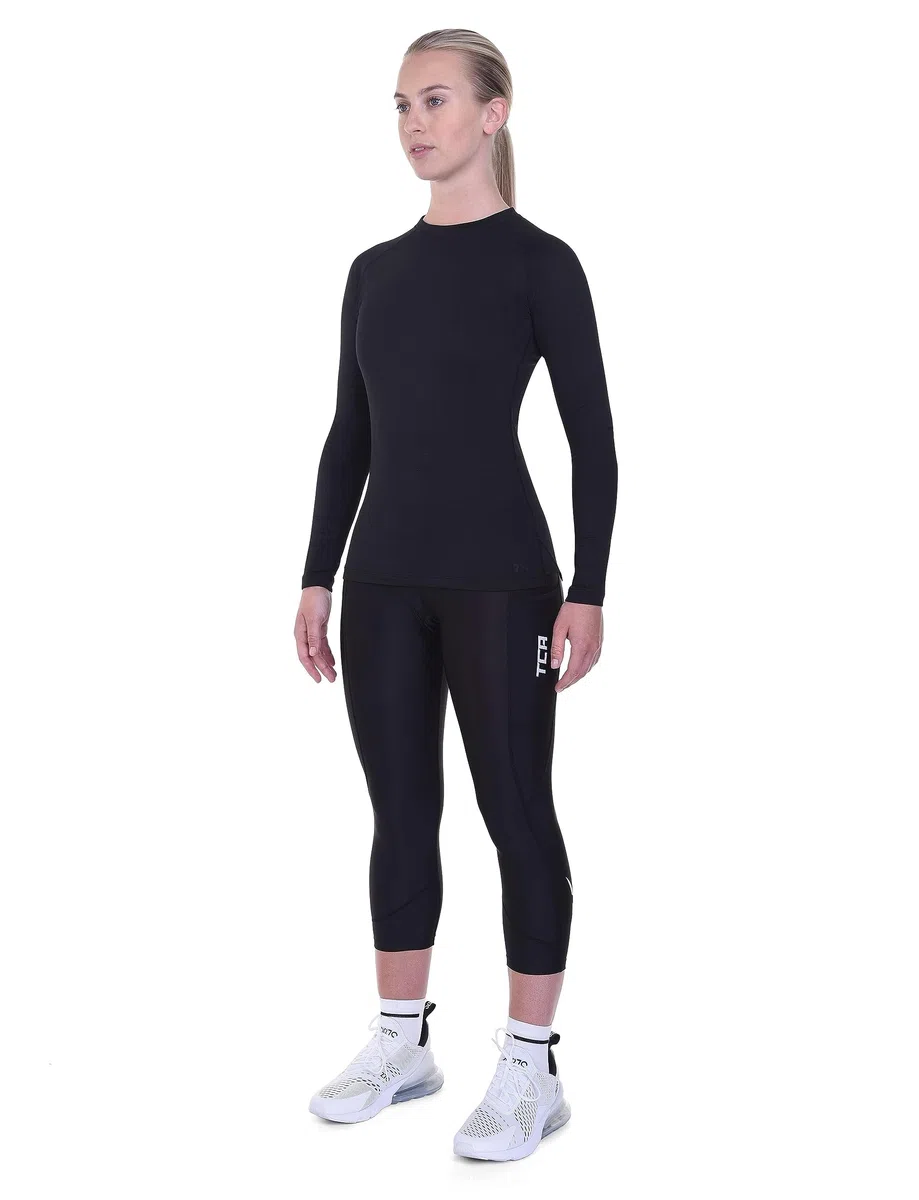 TCA Mallas de Ciclismo Acolchadas 3/4 para Mujeres, Cintura Alta, Transpirables, con Bolsillos, Antideslizantes y de Secado Rápido