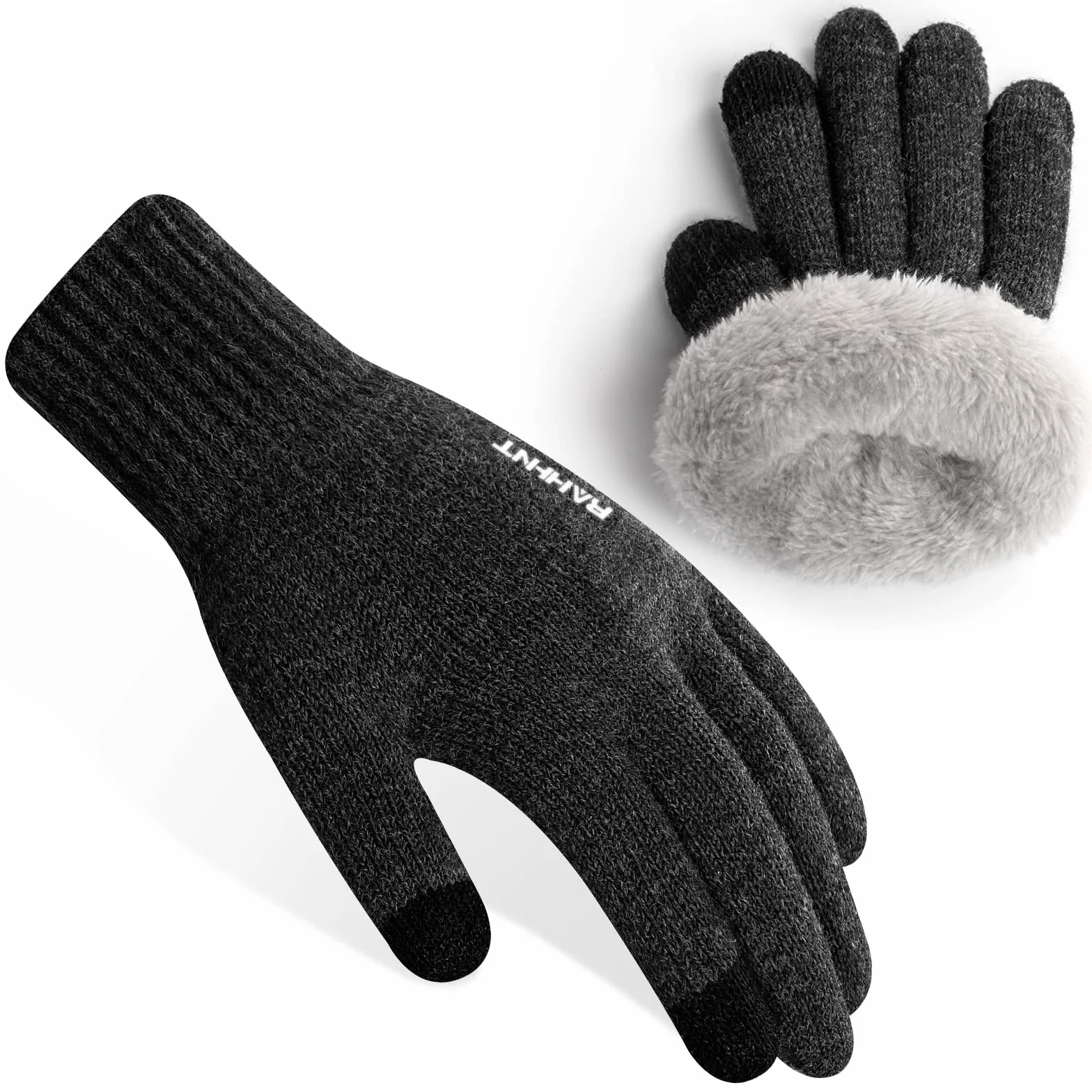 Rahhint Guantes Lana Invierno Termicos para Niños y Niñas 4-15 Años con Punto Pequeños Forro Polar Aislado