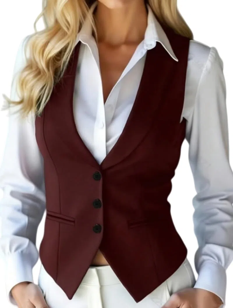 Chaleco De Mujer con Botones Top Informal Sin Mangas con Cuello En V Top Corto Estilo Retro Traje De Esmoquin Elegante Chaleco Deportivo Estilo Punk Streetwear