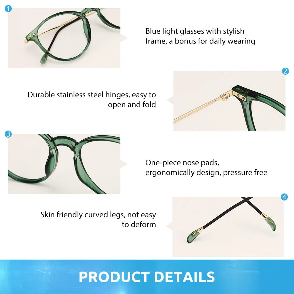 Firmoo Gafas para Ordenador Anti luz Azul,Evita la Fatiga Ojos, Gafas PC UV Luz Filtro Protección Azul Mujer Hombre para Antifatiga