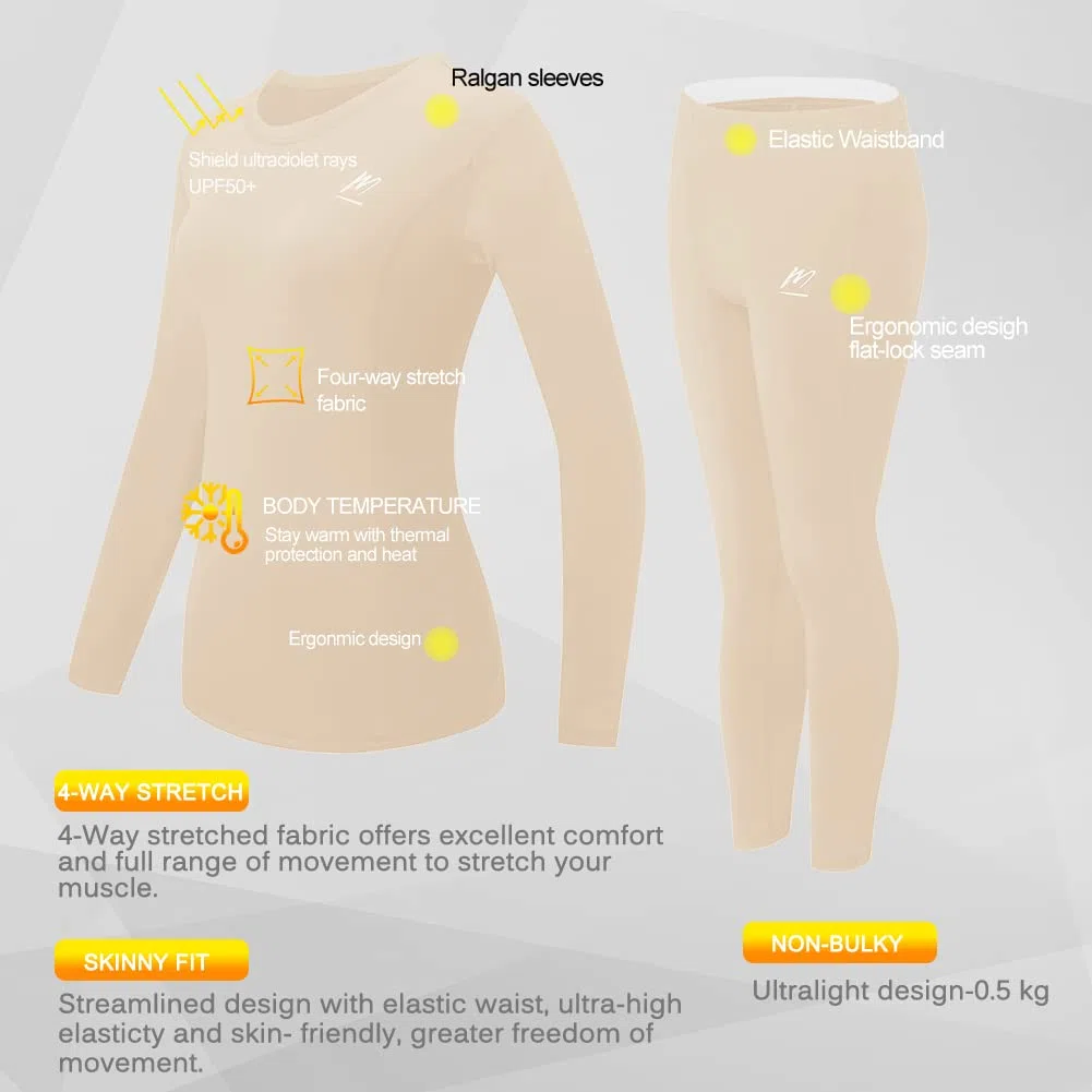 Conjuntos Térmicos Mujer Set, Camisetas Térmicas Ropa Pantalón Interior Función Deporte para Running Ciclismo Esquí Invierno
