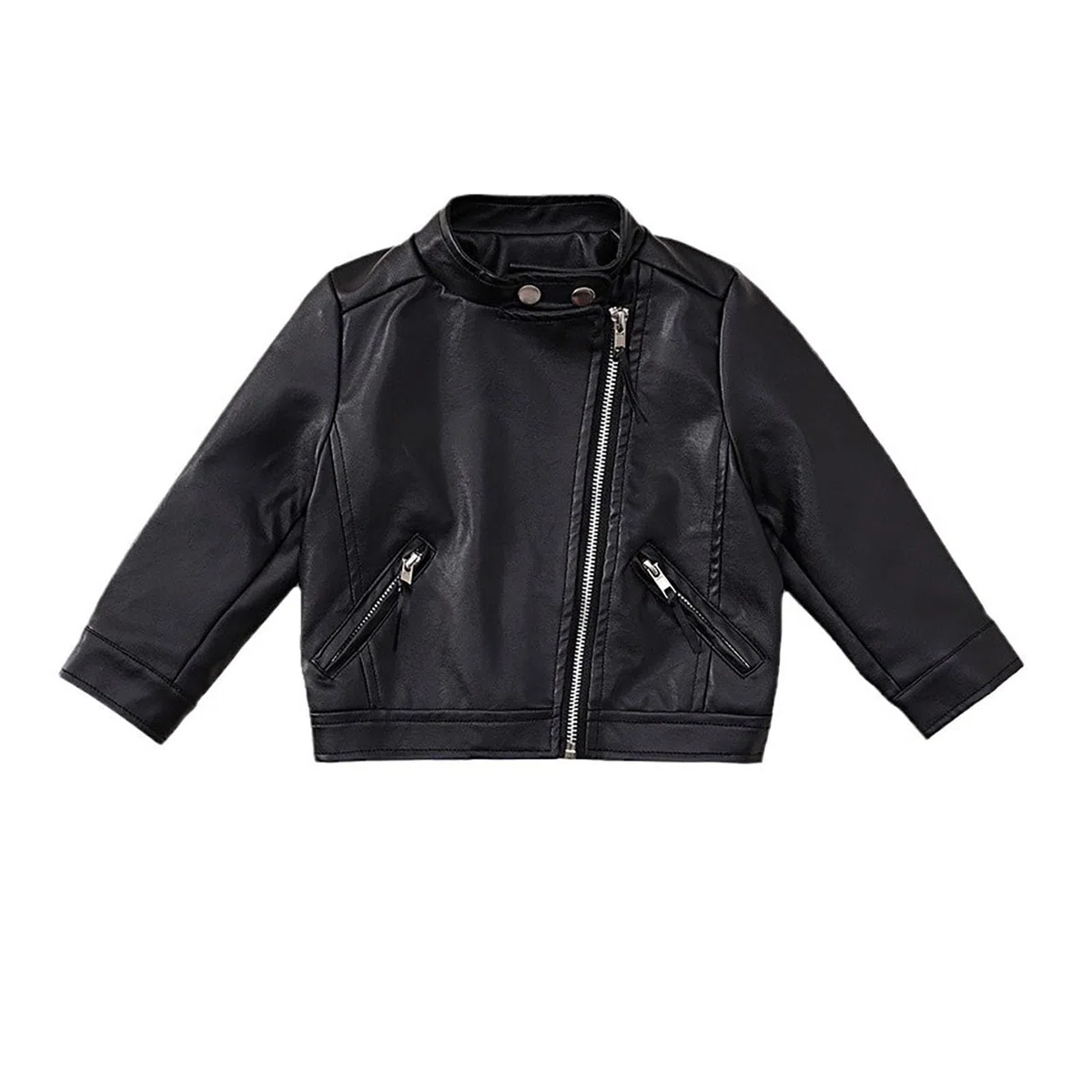 Chaqueta Moto Cuero Sintético para Ni?as Abrigo Ajustado Exteriores A?os