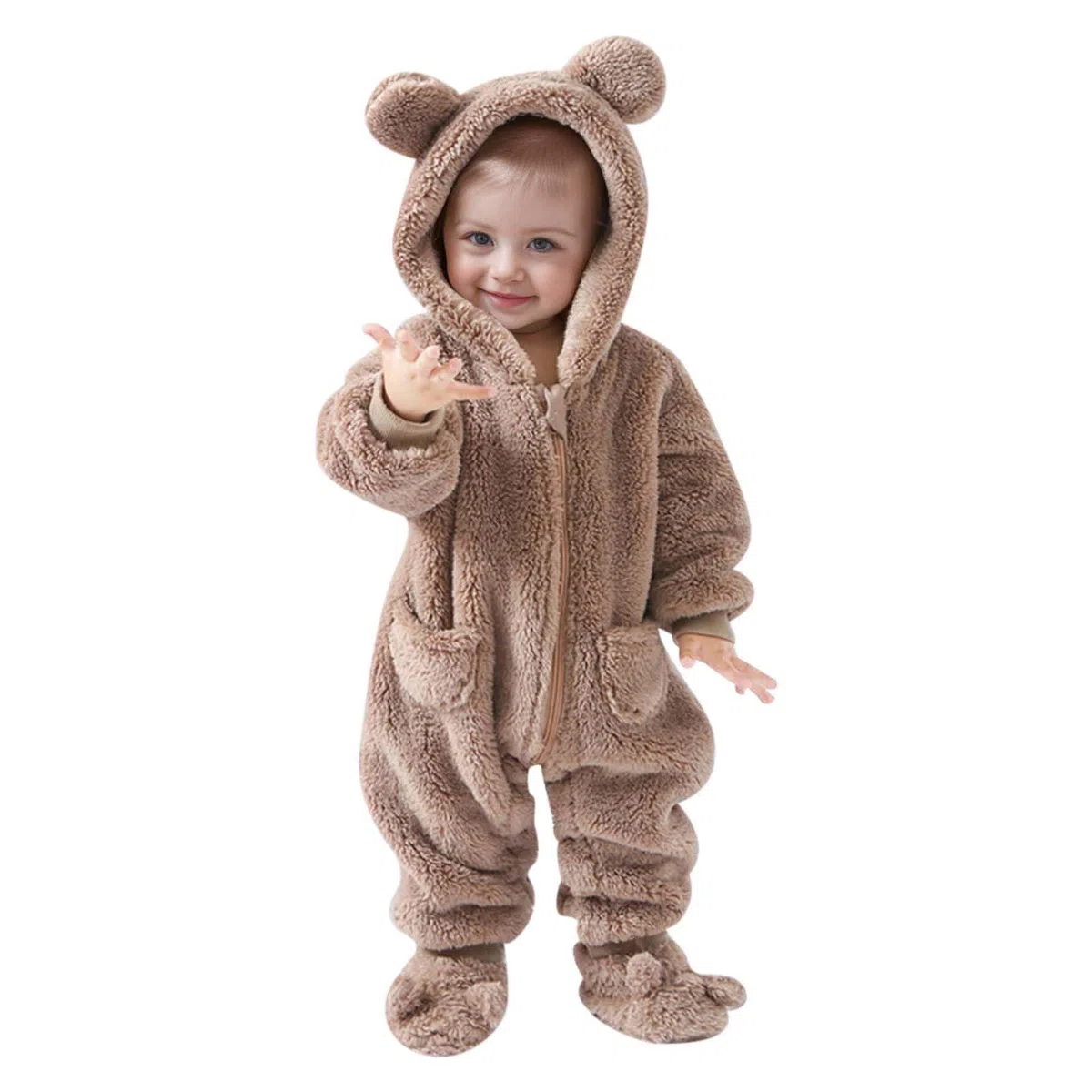 Bebés Mameluco Invierno Traje de nieve forro polar para bebé recién nacido Bebe con Capucha mono Chaqueta Pies Peleles otoño e