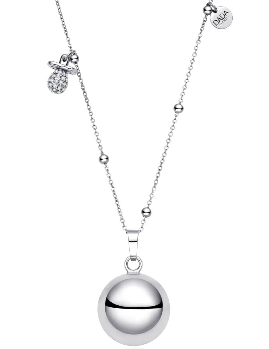 Dada Gioielli - Collar Campana Llamador Ángel Embarazo – Joya sonora Buena Suerte para mamá y bebé Piecito, Trébol, Corazón, Osito, Chupete