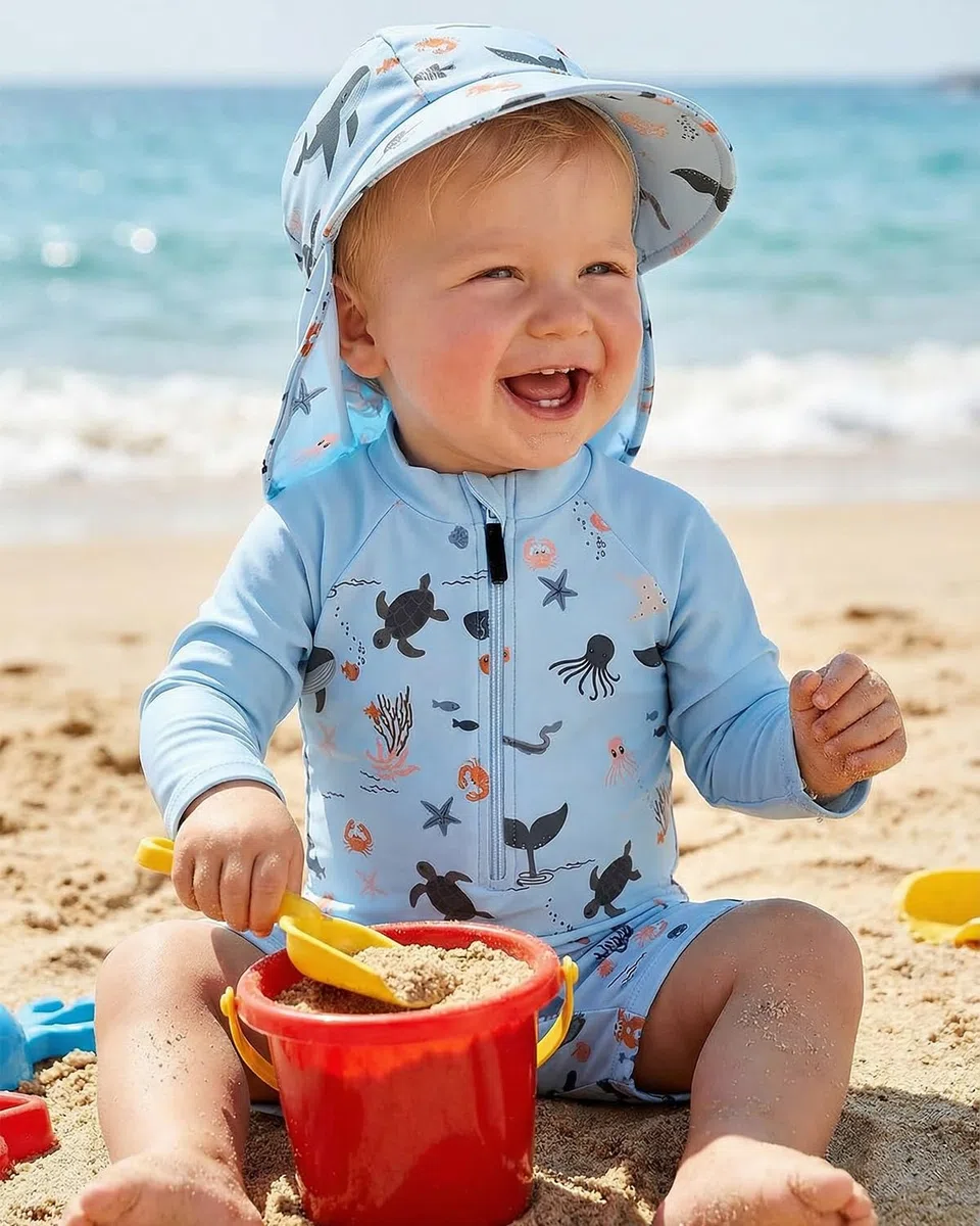 JiAmy Traje de baño de manga larga UV para bebé y niño, traje de baño con sombrero, traje de baño para bebé para niños de 6 meses a 6 años
