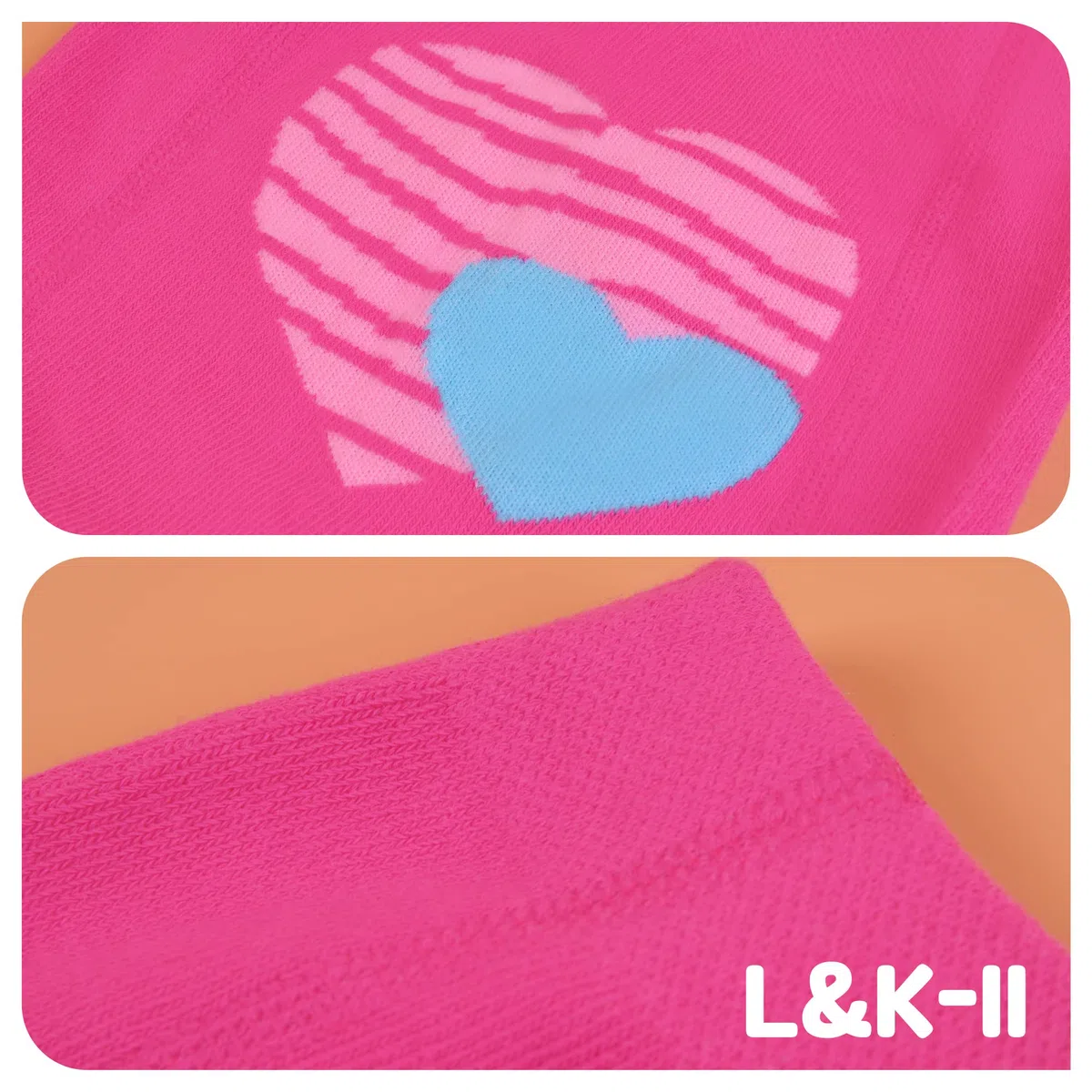 L&K-II Pack de 3 medias para gatear, para bebé, niñas, niños, con suela de ABS, antideslizante, puntos de animales, diseño de corazón 2732, 2732B-3
