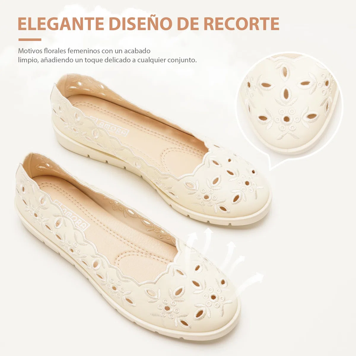 GLAMORA Bailarinas Caladas Mujer Manoletinas Zapatos Planos Mujer Puntera Redonda Zapatos Cómodos Transpirables Primavera Verano Ligero Flexible Suela Gruesa