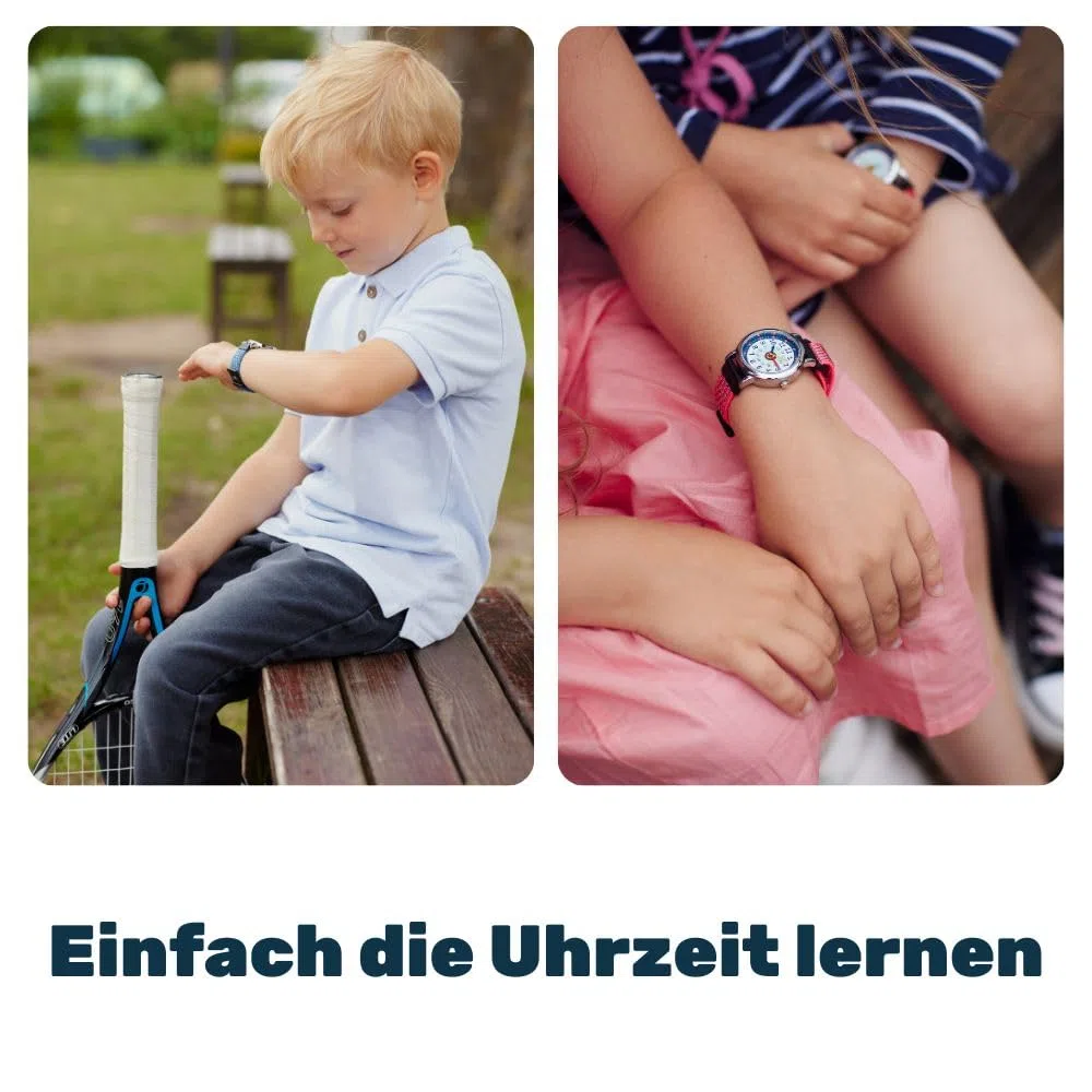 Anio 3 relojes de pulsera para niños – Reloj infantil para aprender la hora a partir de 6 años, resistente al agua hasta 5 bar, reloj infantil para niños y niñas, Aurora-azul, Correa
