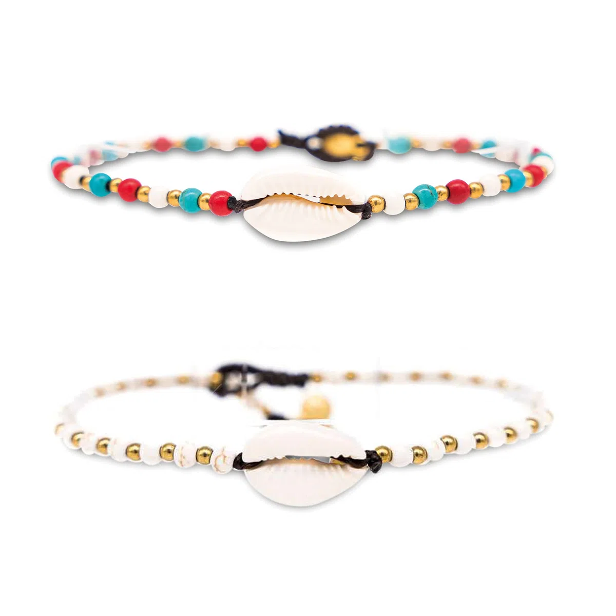 Made by Nami - Pulsera de tobillo para mujer y niña, diseño de surfista con perlas para fiesta y playa hecha a mano - Goa Hippie - Tobillera multicolor oriental