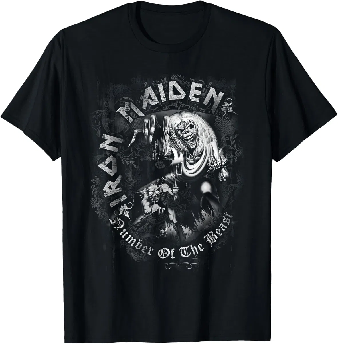 Iron Maiden Number of The Beast Greyscale Camiseta