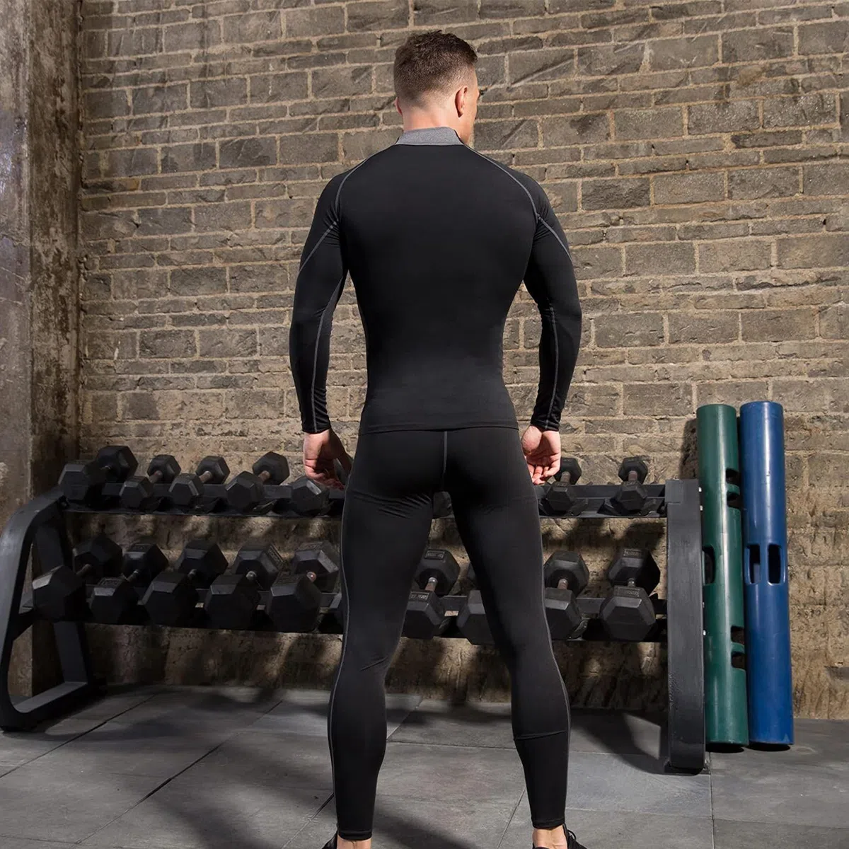 Camisas de compresión para hombre, manga larga, secado rápido, para entrenamiento, correr, deportes, capa base de compresión para hombre