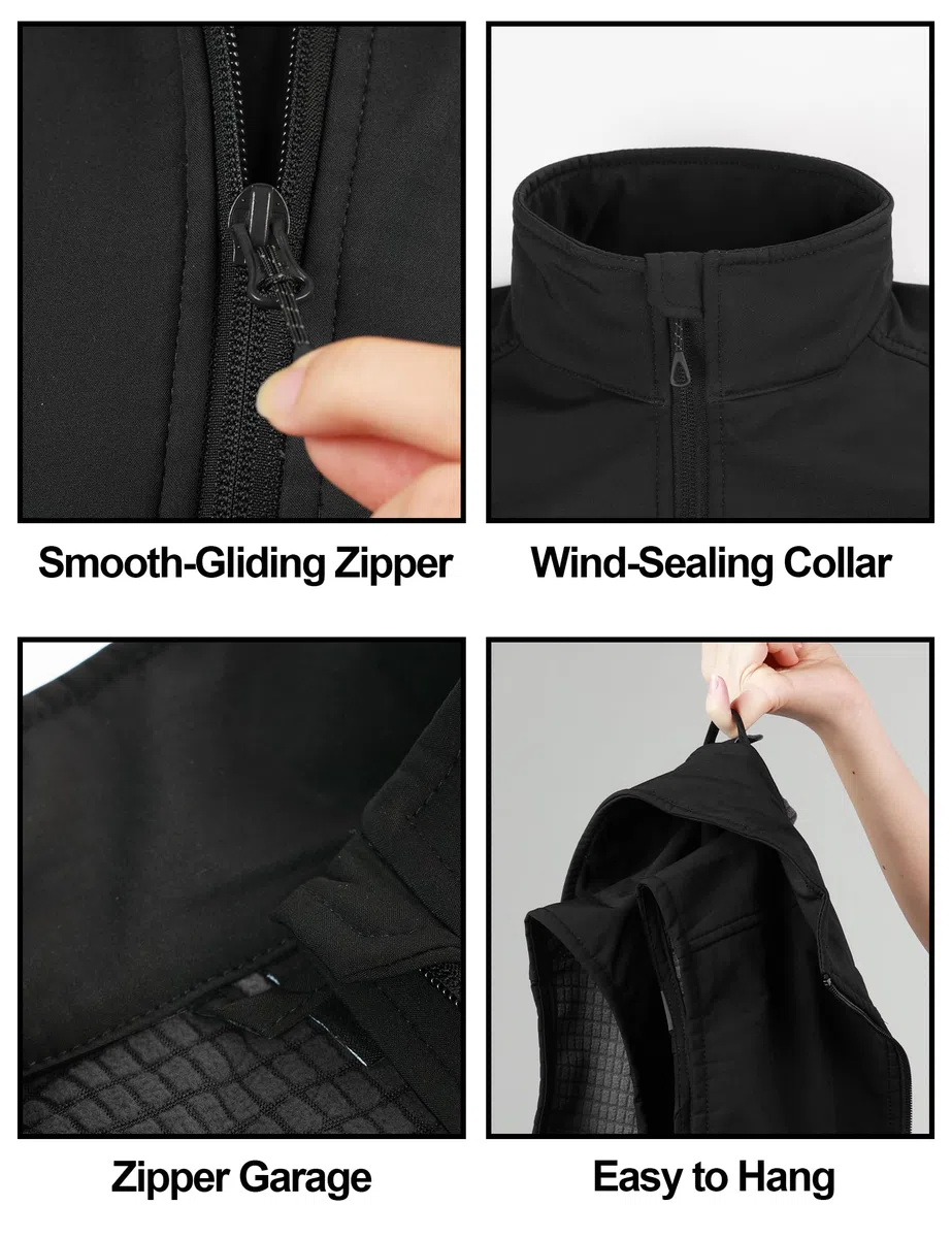 KUTOOK Chaleco Softshell para Mujer Ligero sin Mangas 4 Bolsillos Cuello Alto para Deportes Golf Senderismo Camping HC205