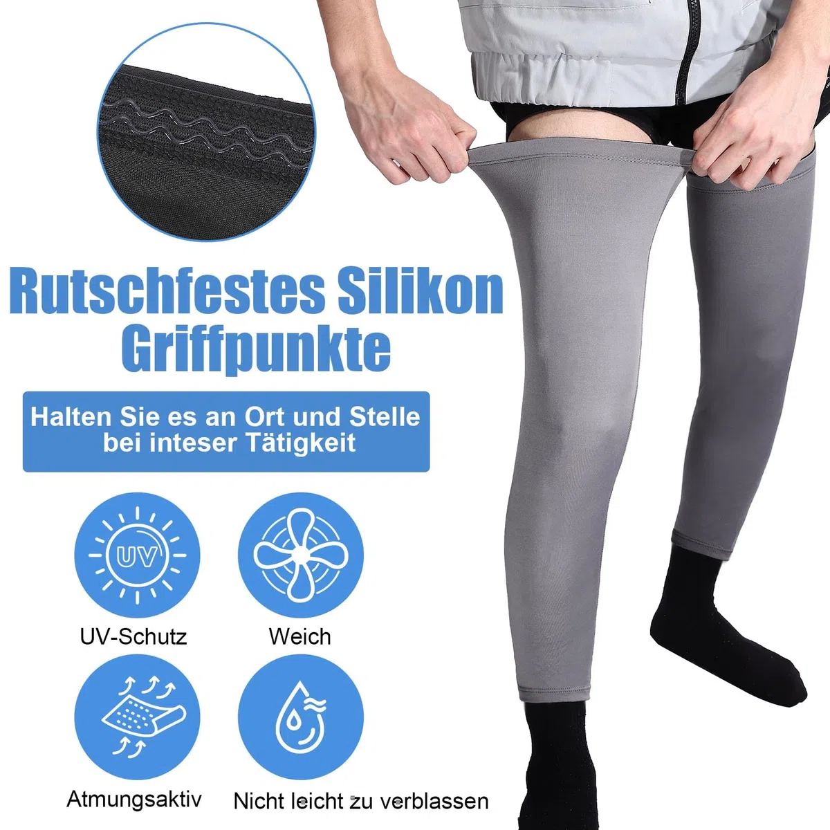 3 pares de puños de compresión para las piernas, protección solar UV, mangas largas de compresión para ciclismo, correr, baloncesto, hombres y mujeres (negro, blanco, gris), blanco, negro,