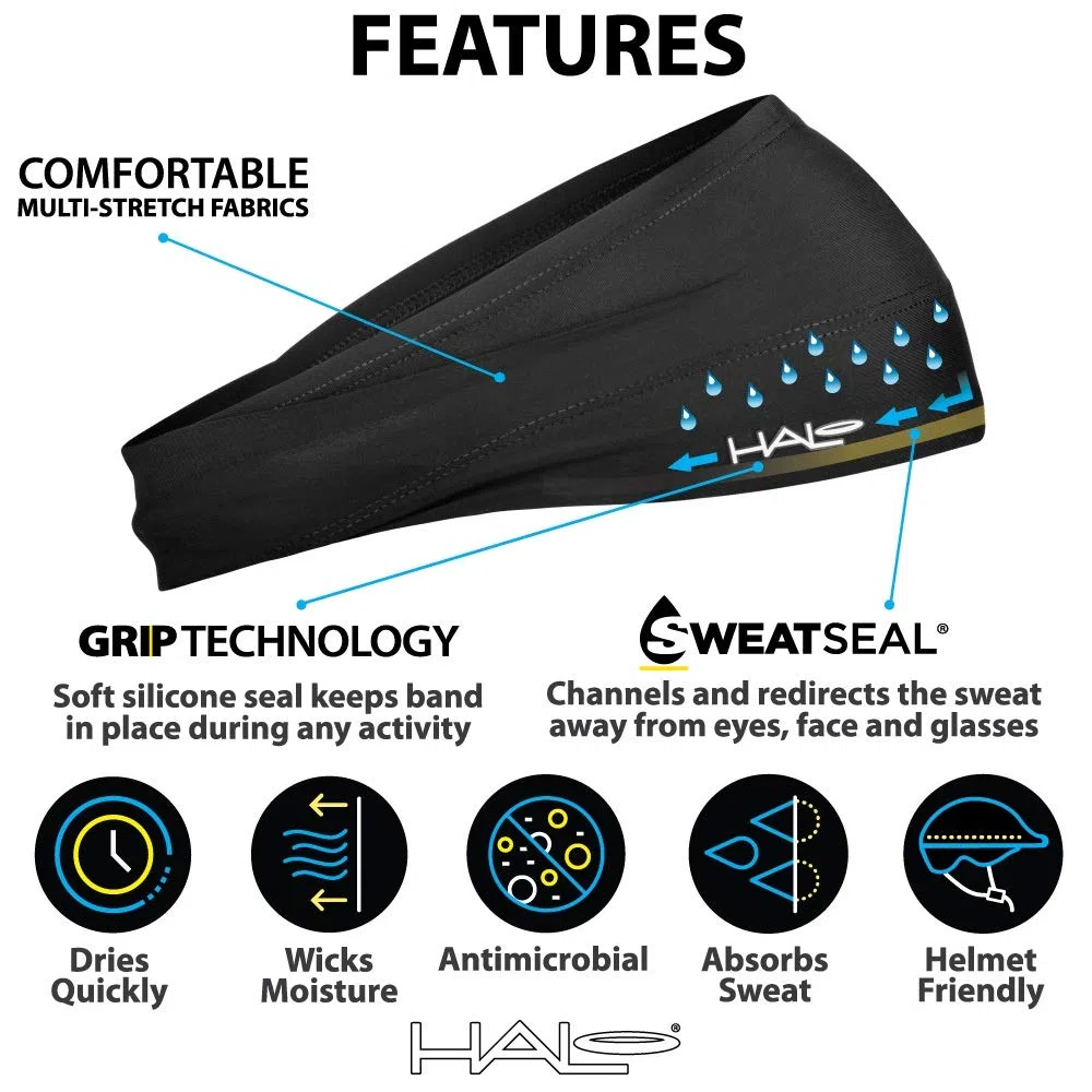 Halo Headband Bandit - Banda Ancha para el Sudor para Hombres y Mujeres