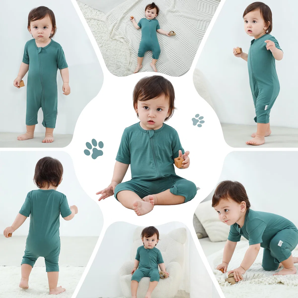 Body Unisex para Bebés Niños y Niñas Fibra de Bambú Manga Corta Mono de Primavera-Verano 0-24 Meses,Pack de 2 Unidades