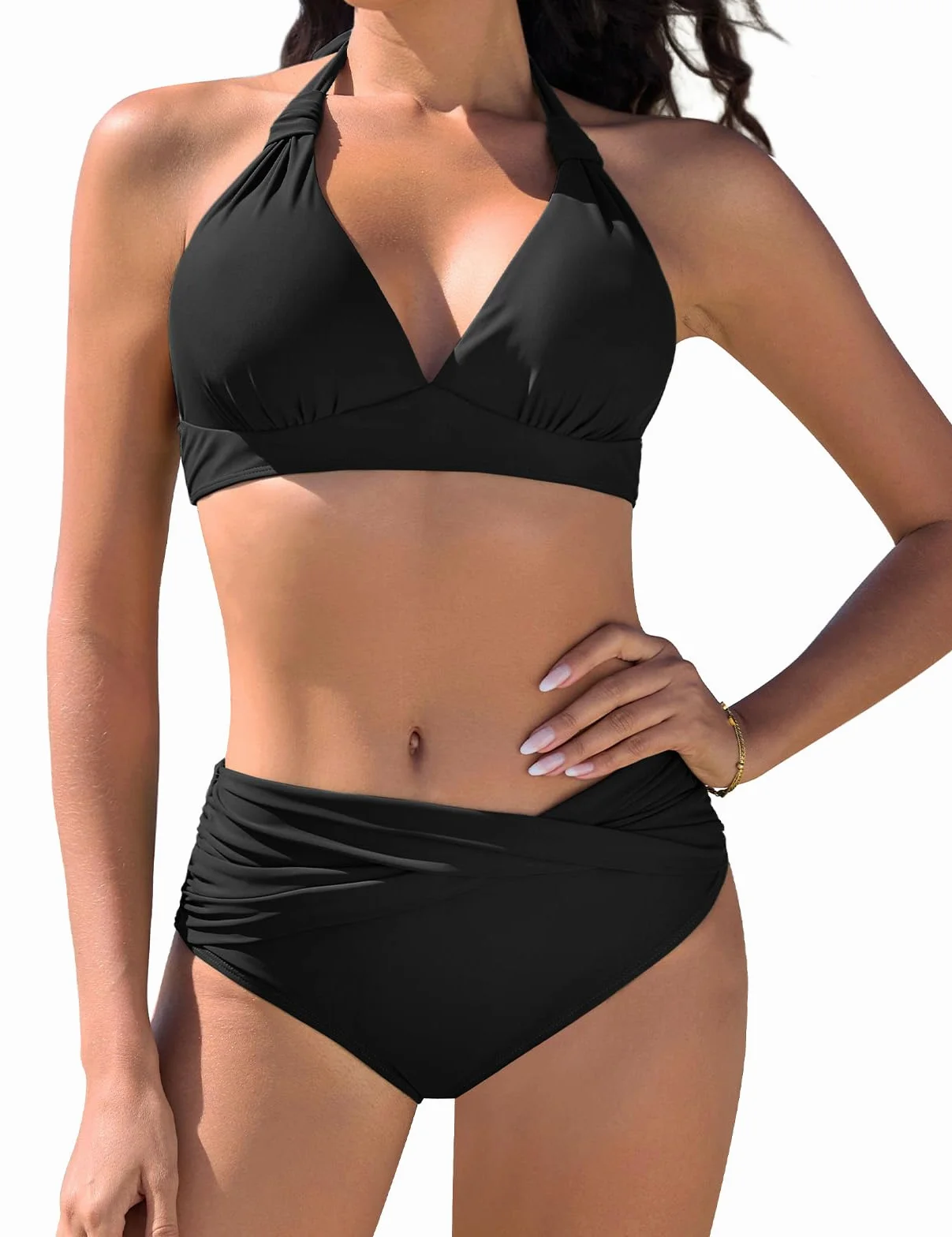Traje de Baño para Mujer Bikinis Push Up Bañadores Dos Piezas Conjunto Top de Bikini con Cuello Halter