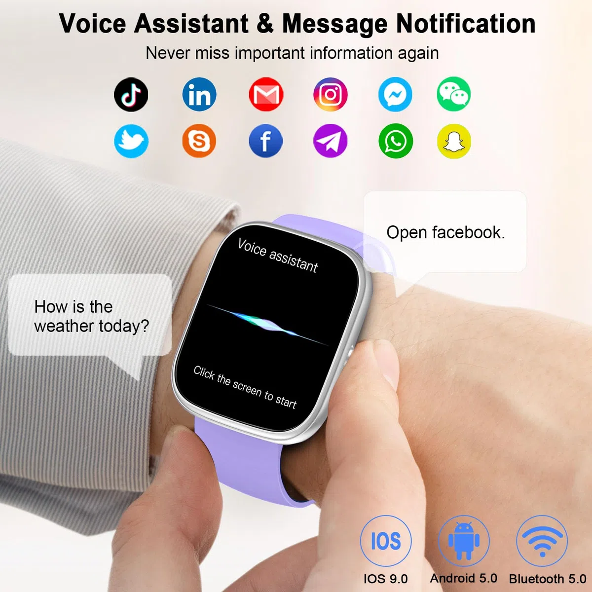 Reloj Inteligente Hombre Mujer, 1.91'' Smartwatch con Llamadas Bluetooth, 110+ Deportivos Pulsera Actividad con Pulsómetro/Monitor de Sueño/Podómetro,Impermeable IP68 Smart Watch para Android/iOS-2024