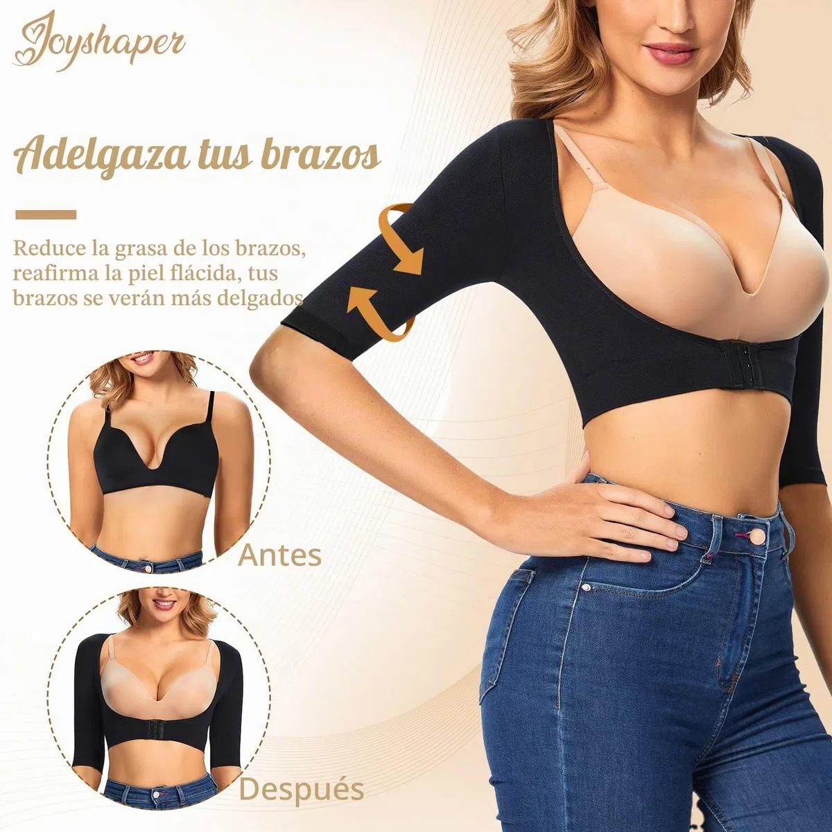 Joyshaper Mangas Comprimidas Del Brazo Femenino Blusa Tallada Con Mangas de Brazo El Cuerpo Superior Comprime Chaleco y La Espalda Apoya Hombro