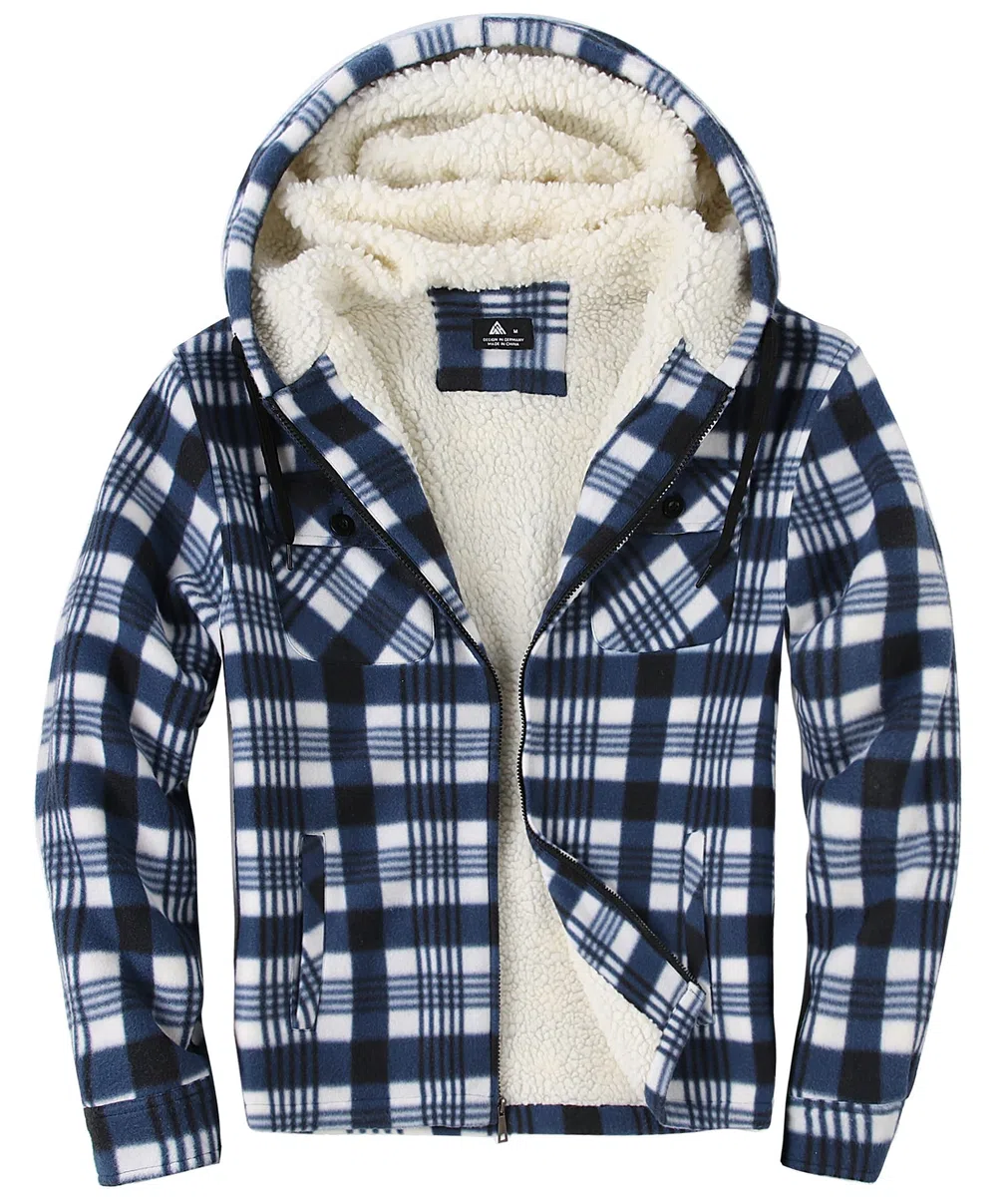 zitysport Camisa Chaqueta Hombres Con Bolsillo Pecho Forro Polar A Cuadros Chaqueta Con Capucha Forro Polar Camisas Invierno Capucha De Franela Hombre Sudadera